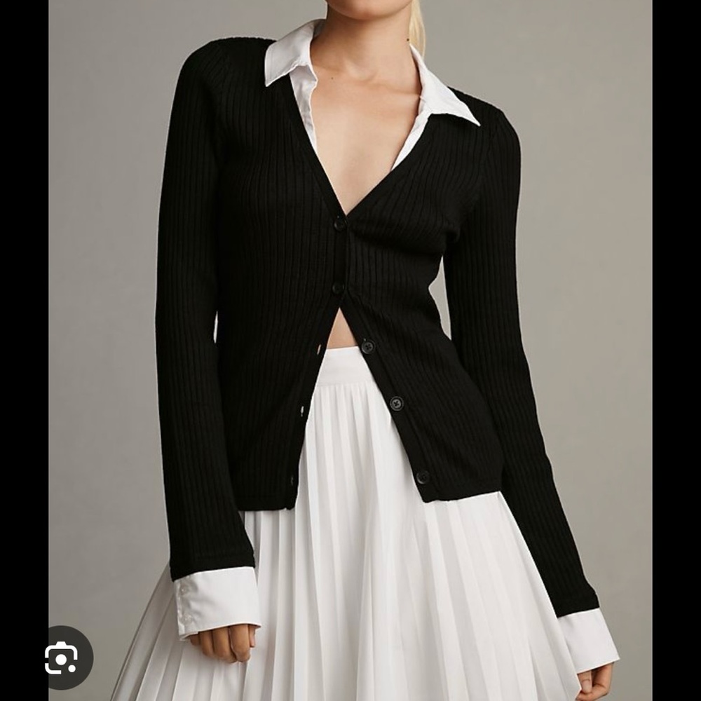 Anthropologie Maeve layered ribbed cardigan, Size XS